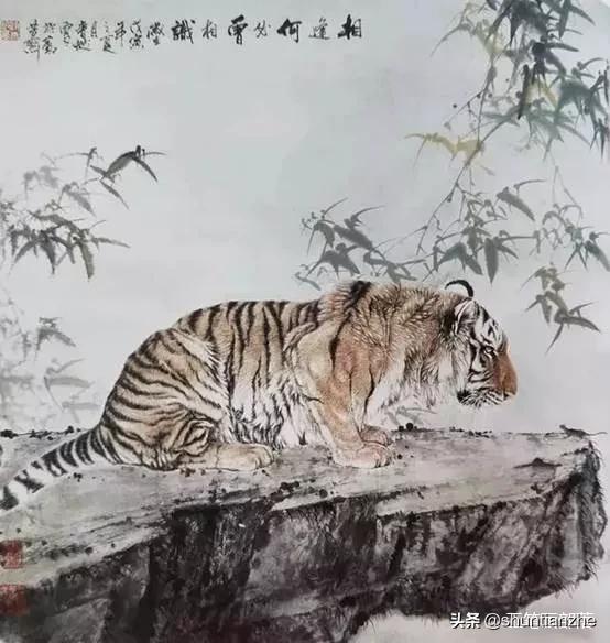 工笔老虎技法教学视频,工笔老虎胸毛的撕毛法