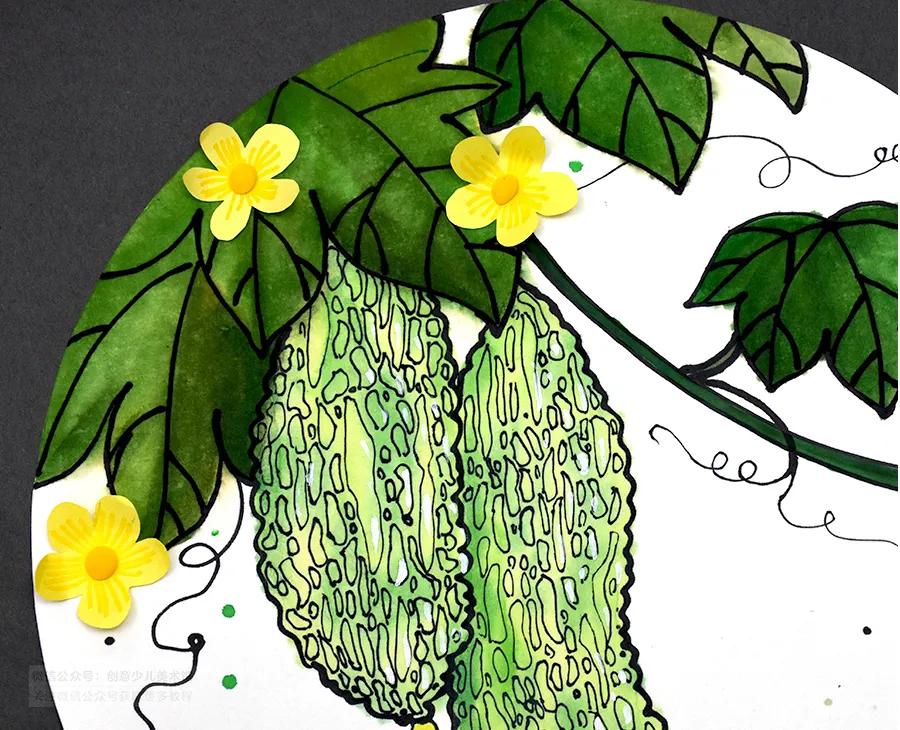 儿童画国画苦瓜的画法,儿童画教程植物