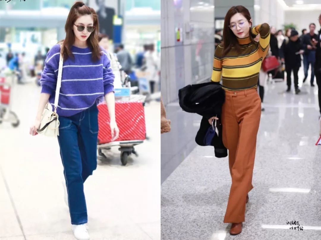 江疏影穿搭日常,照片中的江疏影身穿拼接格子衬衫