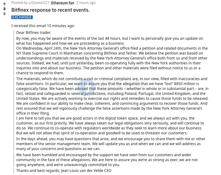 Bitfinex被“断粮”后市场两极分化：有人套现3.4亿美元，也有7亿美元想上车