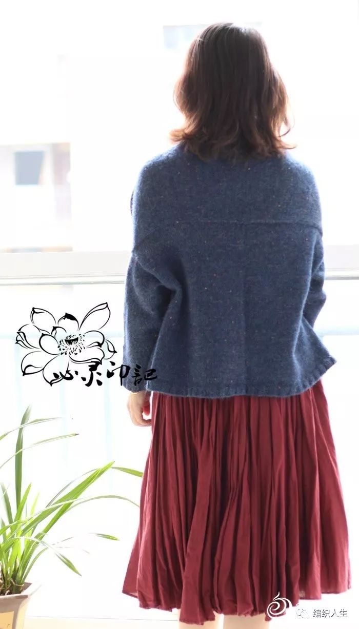 叶子花门襟边女士棒针长袖开衫,粗线棒针女士开衫外套图解