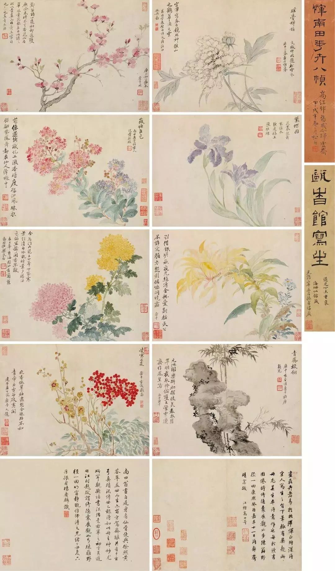 恽寿平的经典花鸟画作品,恽寿平花卉重绘高清图