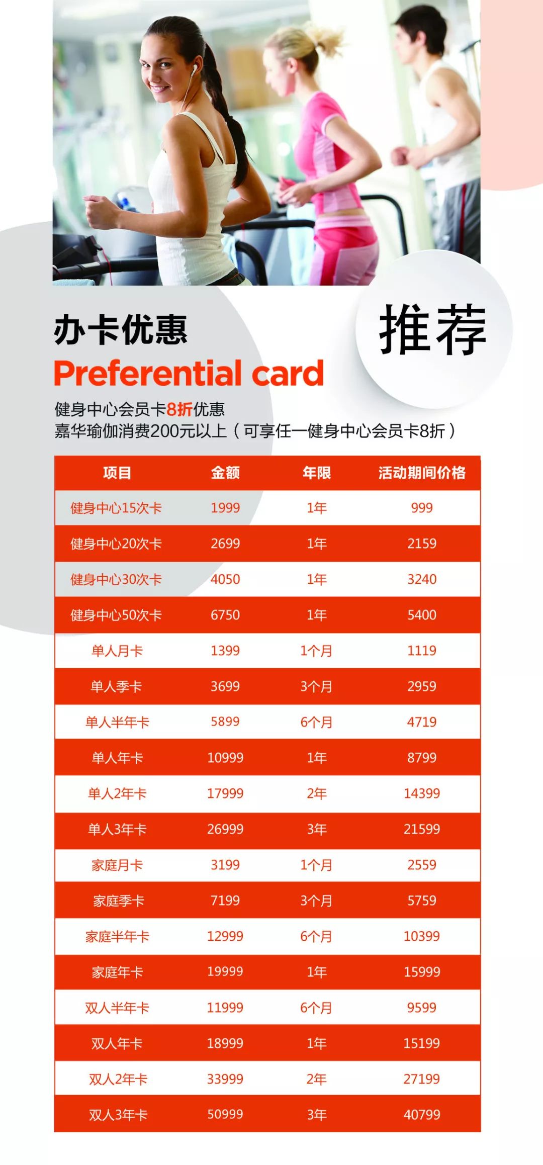 嘉华夏日运动盛惠来袭，全场瑜伽卡6.6折，健身卡8折