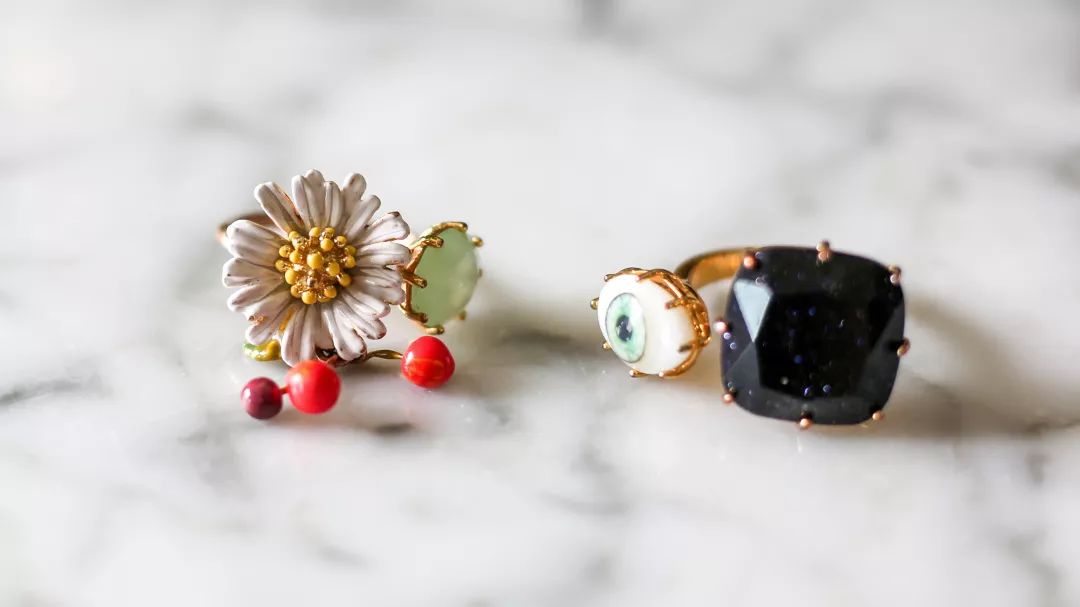 法式复古水晶洞戒指,法式复古高级冷淡风戒指