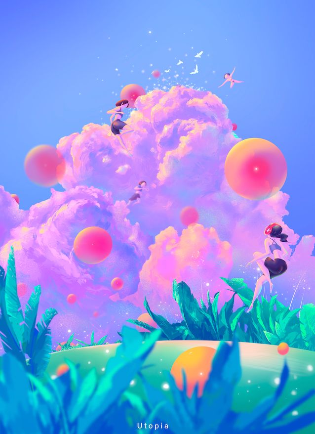 iPad软件Procreate「梦境之夏」风格插画10节课，一起描绘梦中的夏天