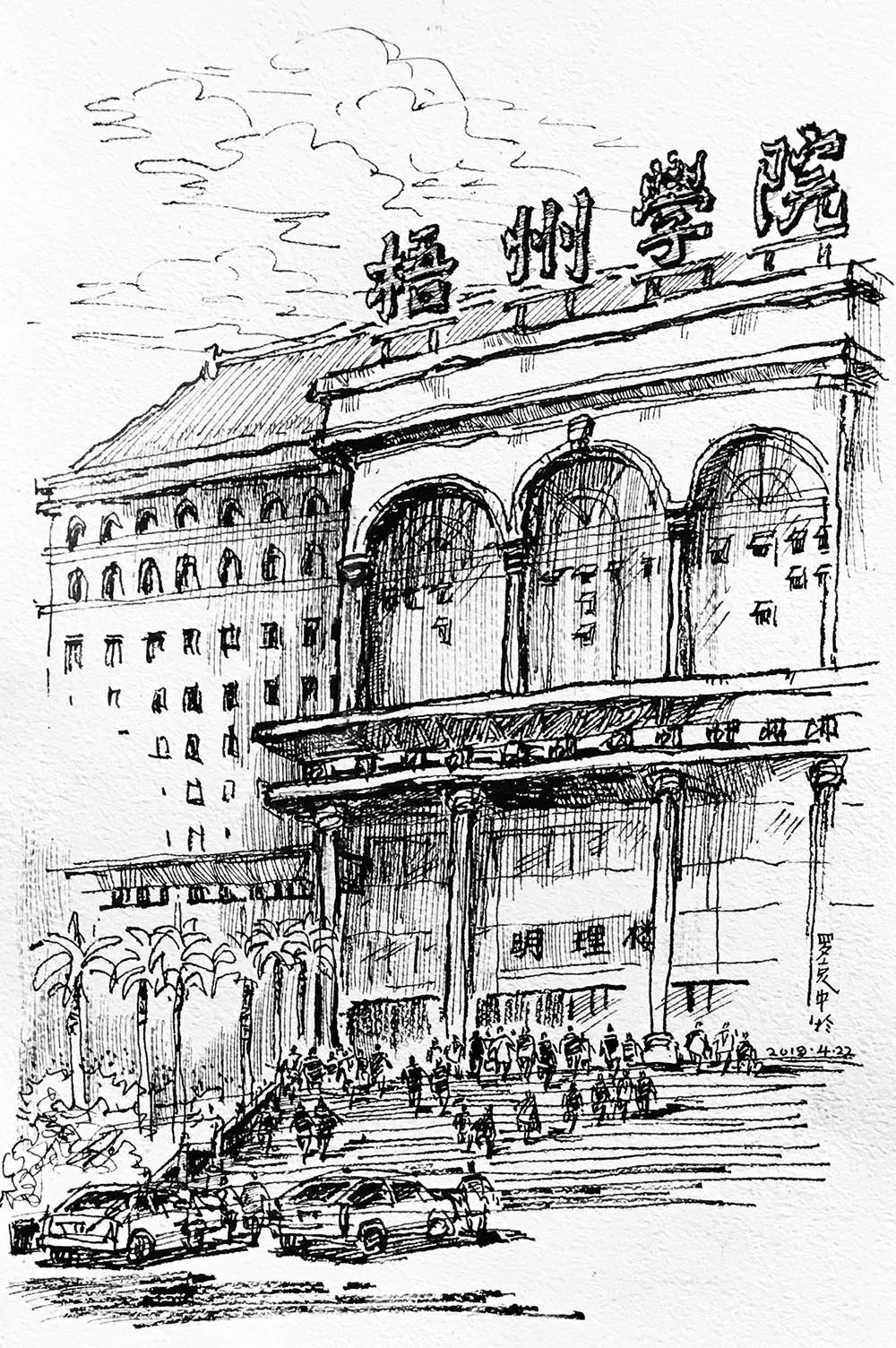 骑楼老街美景图,骑楼手绘图