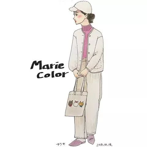 18套优雅又时髦的手绘穿搭,日本穿搭手绘秋冬