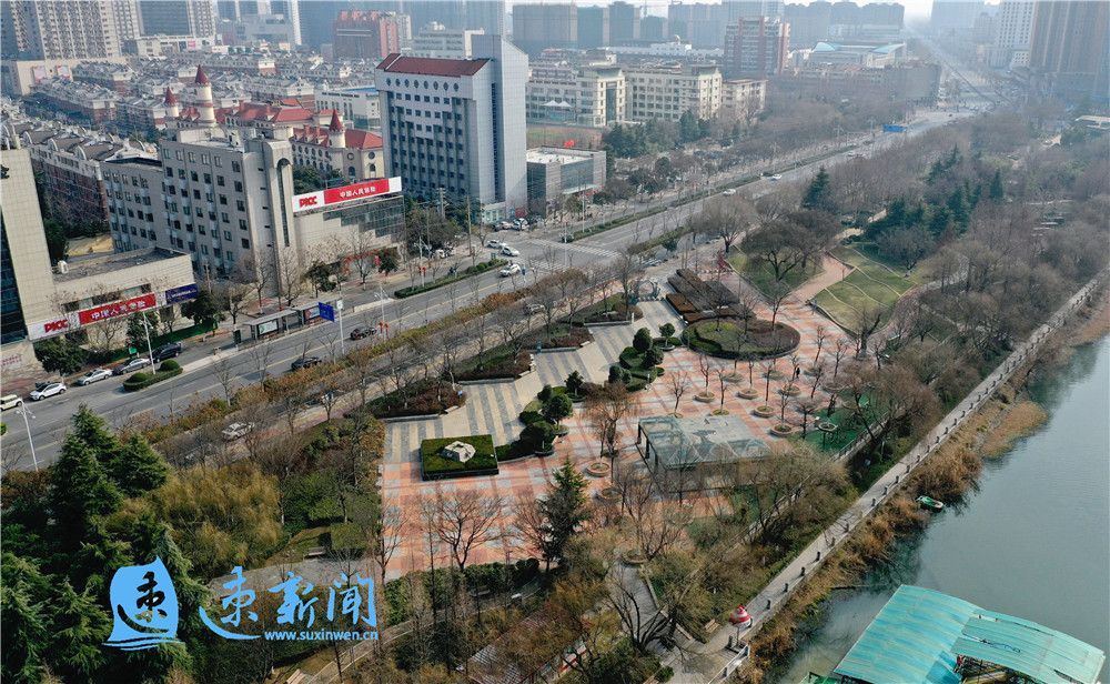 航拍宿迁古黄河水景公园,宿迁美景视频大全