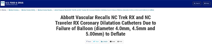 召回日志|美国FDA发布多款医疗器械一级召回，雅培、泰利福等纷纷“中招”