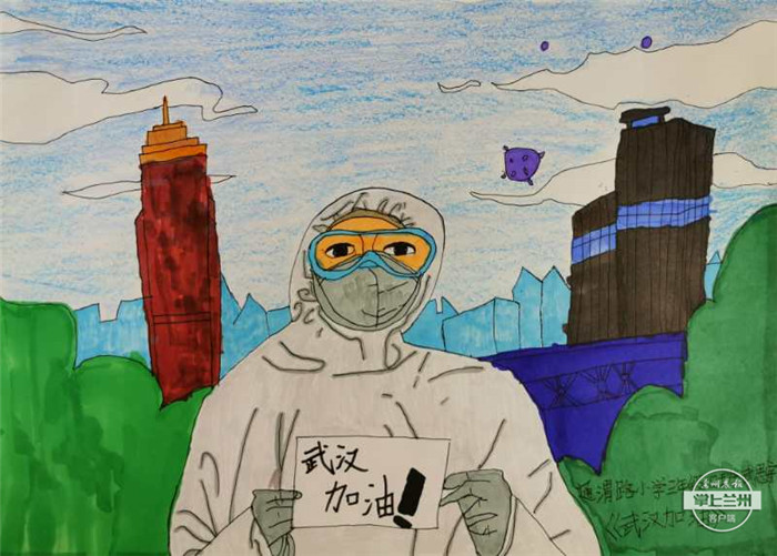 战疫儿童绘画作品500幅,小学生众志成城同心战疫绘画作品