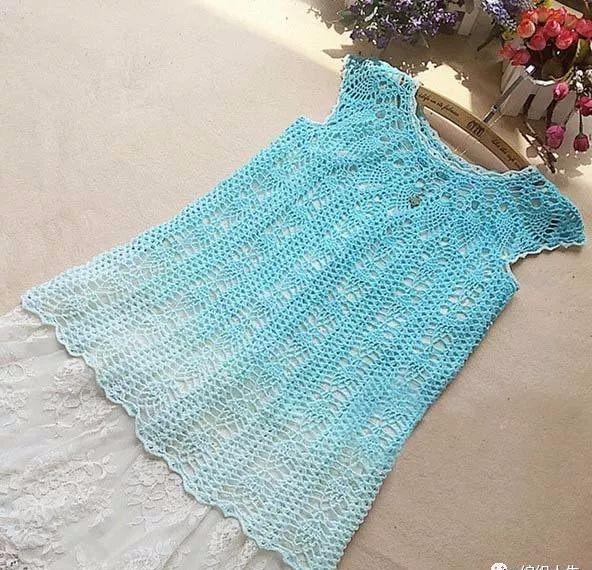 美得不可方物!从上往下女士钩针长段染菠萝衫(附图解)