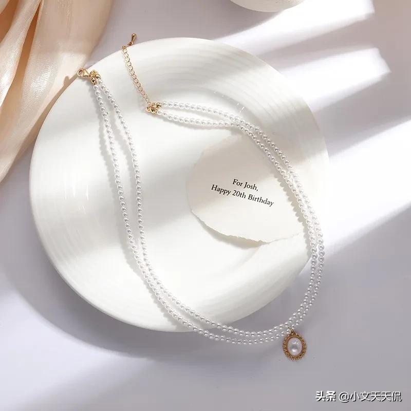 珍珠项链女轻奢小众锁骨链配饰,珍珠项链锁骨链复古