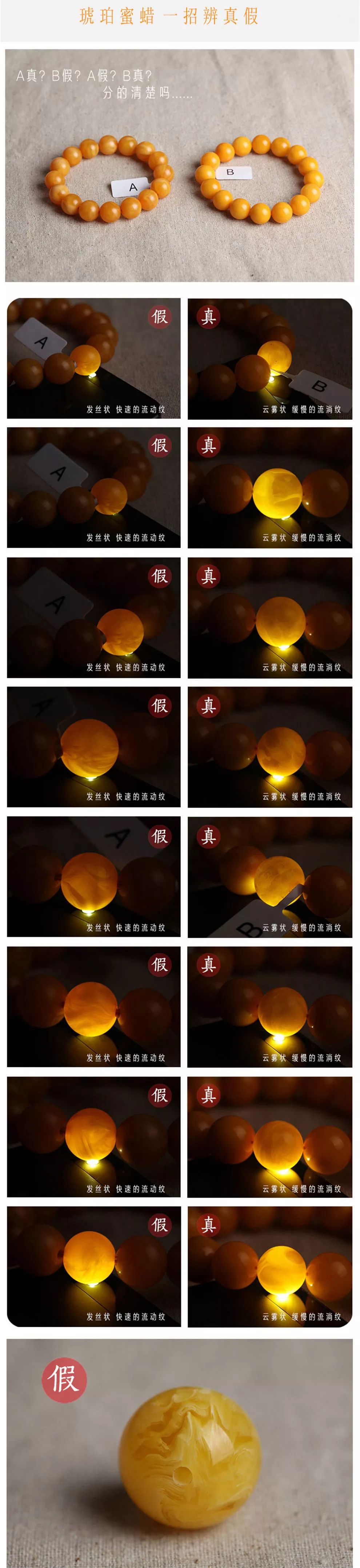 蜜蜡鉴定真假的方法介绍简单易学,蜜蜡裸石真假鉴定图