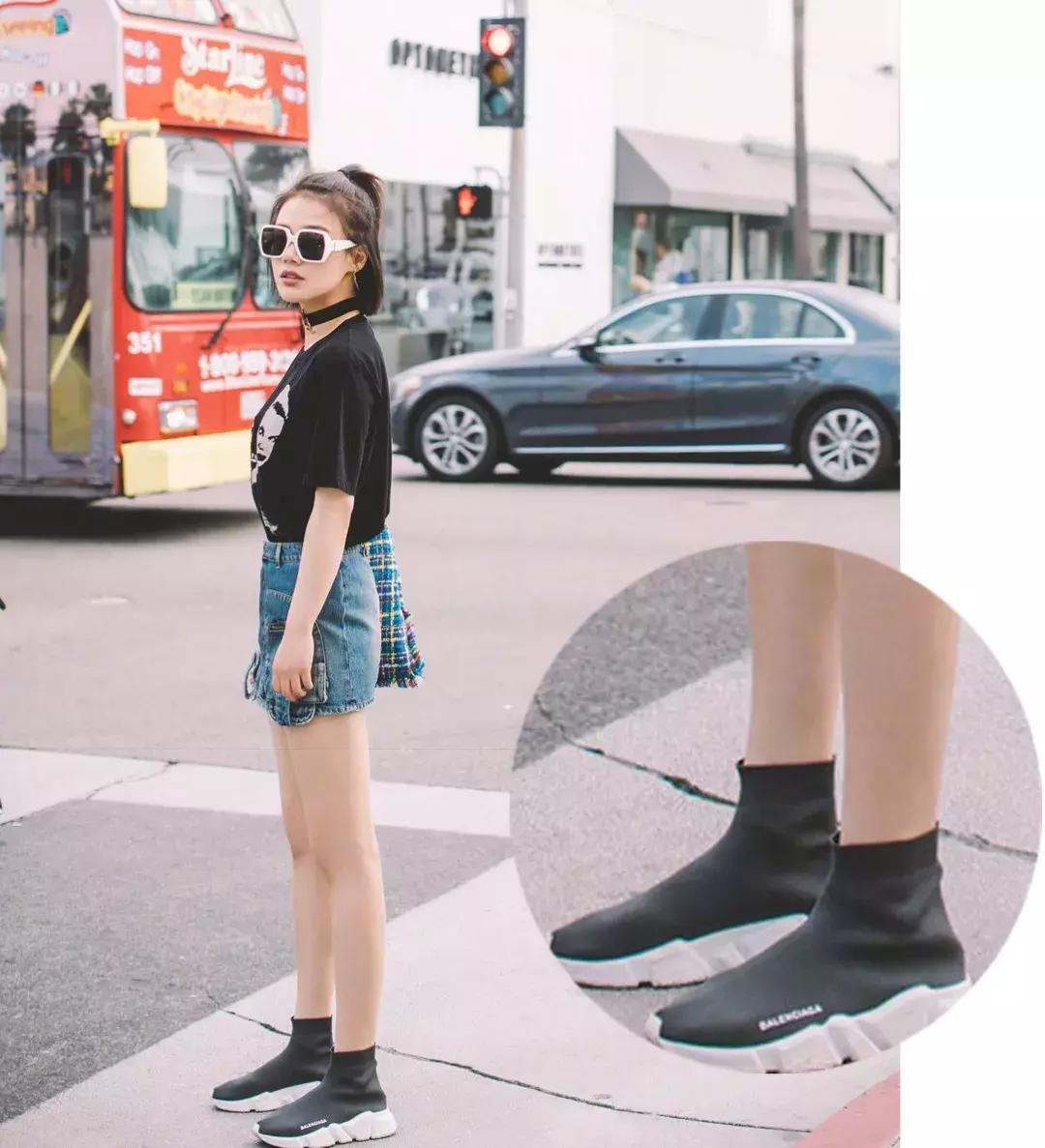 袜靴裙装解锁超能打的时髦组合,袜靴穿搭裙子