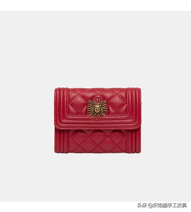 太阳神复古菱形格零钱包