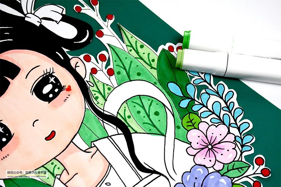 漫画人物怎么画可爱呆萌的少女,6-12岁手绘漫画人物用马克笔画