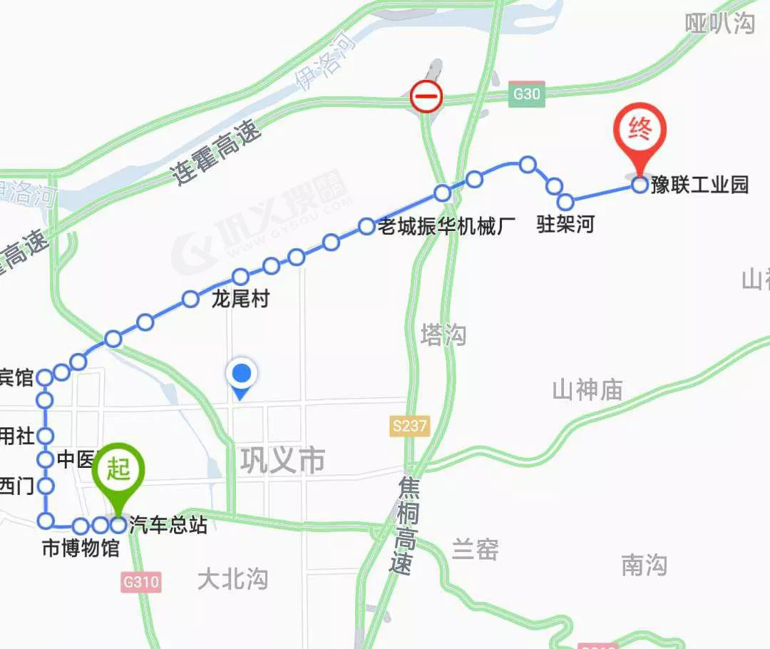 巩义公交线路实时显示,巩义市19路公交线路
