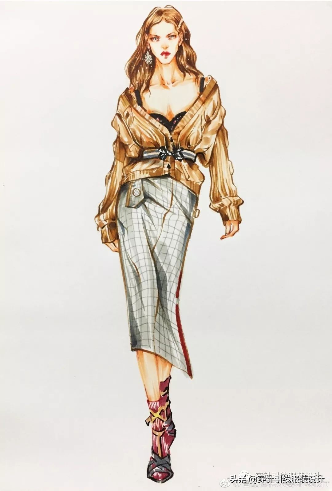 礼服服装效果图手绘,西装手绘服装效果图