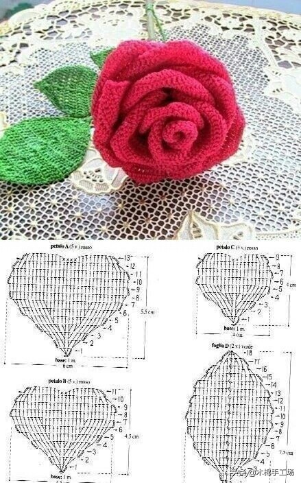 七种玫瑰花的钩编步骤,浪漫永不凋零的玫瑰花折纸