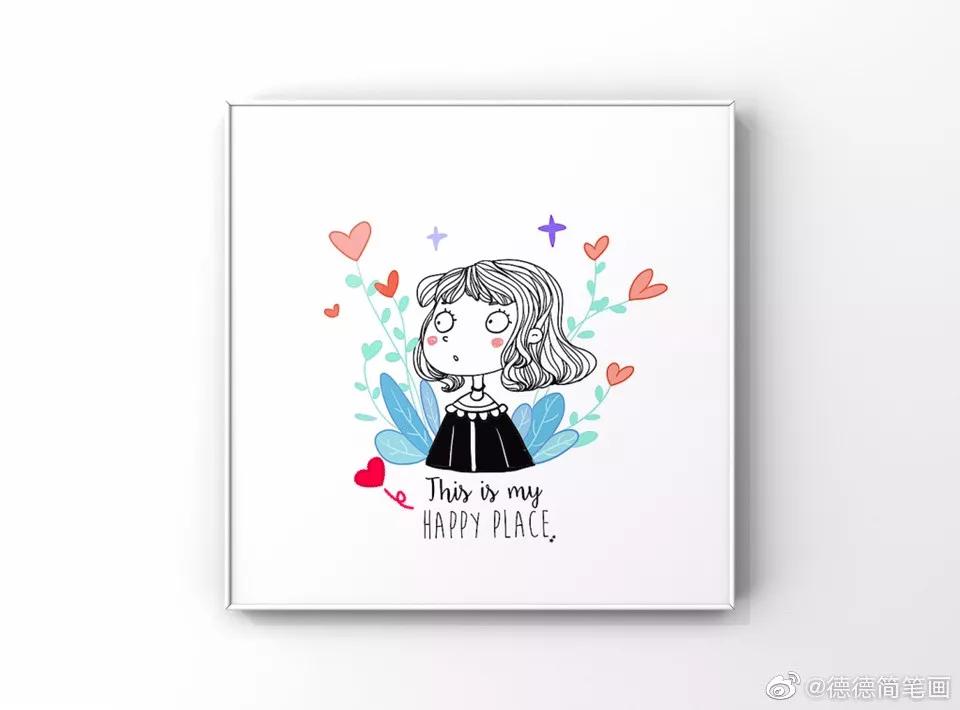 简单清新花卉的简笔画图片大全,唐老鸭简笔画可爱清新小女孩