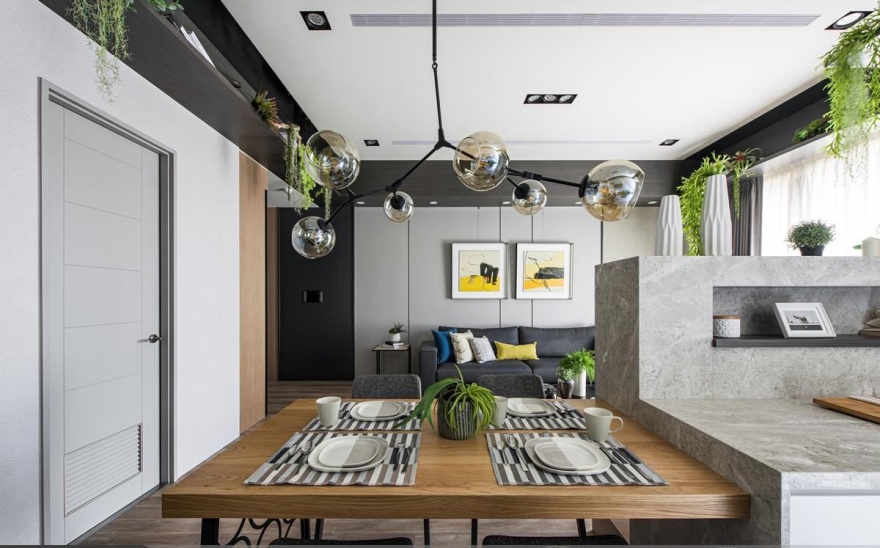 装修房子现代简约餐厅客厅柜,现代轻奢风餐厅隔断柜效果图大全