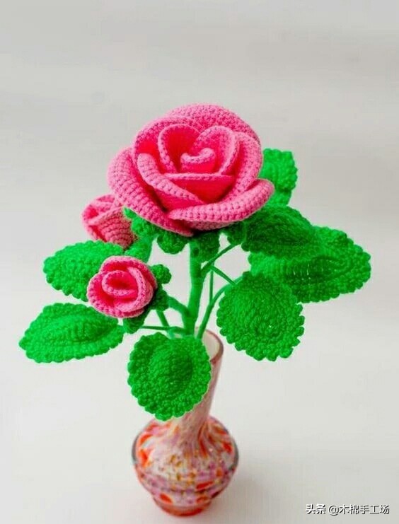 七种玫瑰花的钩编步骤,浪漫永不凋零的玫瑰花折纸