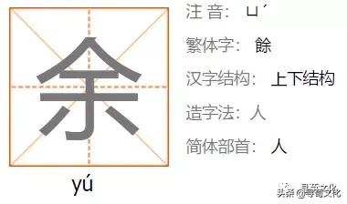 余汉字视频,余汉字写法