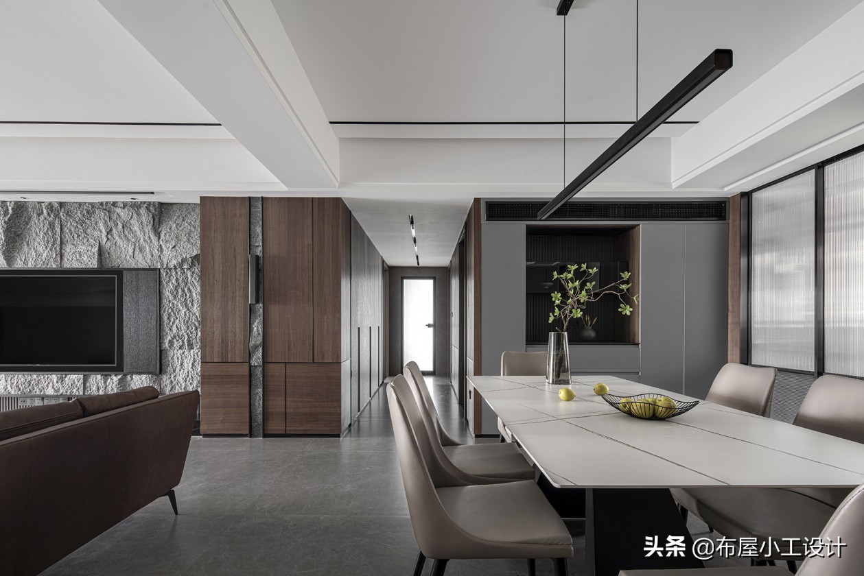 极简原木风别墅胡桃木,极简胡桃木风格全屋效果图