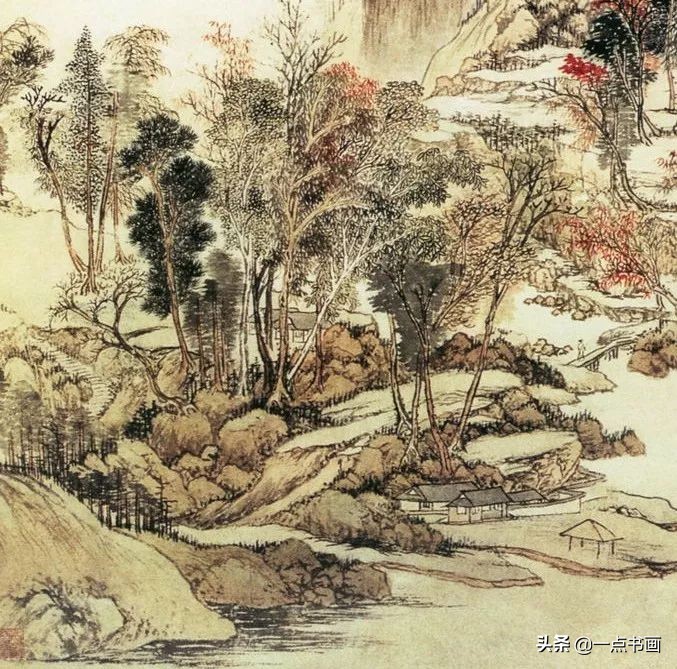 清王翚溪山红树图,清王翚虞山十二景图册