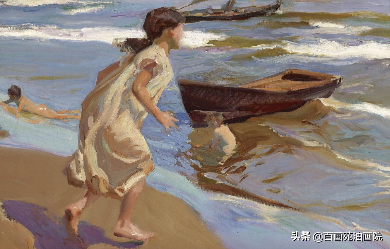 油画怎么刮海水,重彩油画风景画大海教程简单