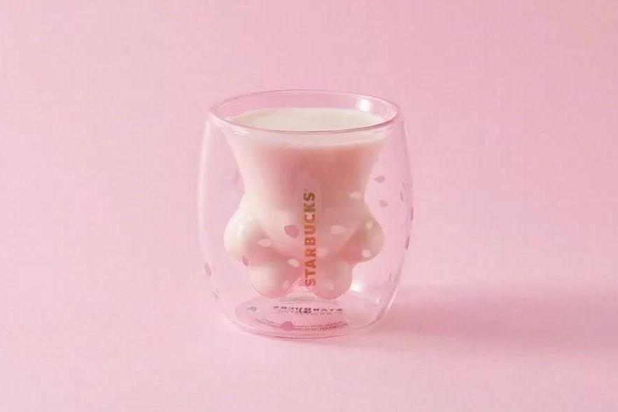 星巴克猫爪飘起来的杯子,星巴克紫樱猫爪杯价格