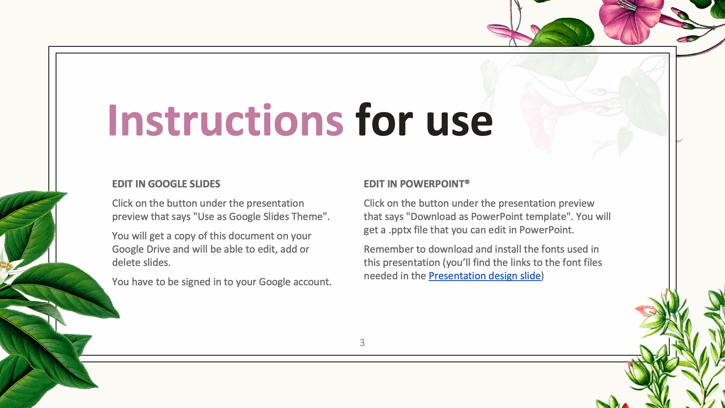 PPT植物插图模板——可免费*载下**，一键替换文字