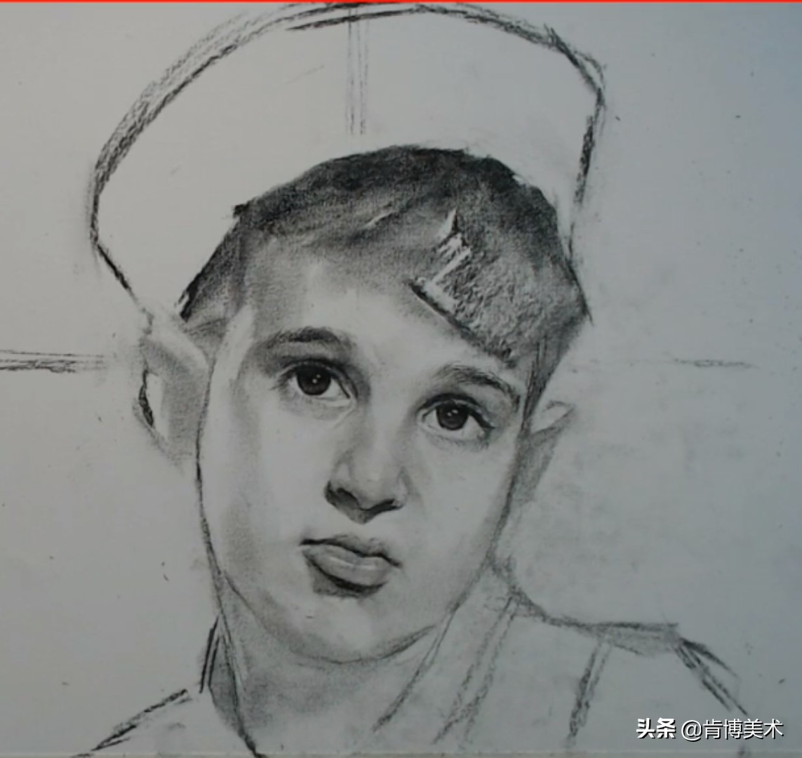 戴着眼镜的小男孩素描画,3-6岁儿童简单绘画100幅素描