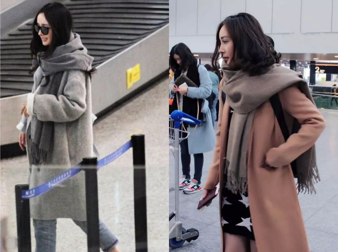 网红款围巾明星款,明星专用围巾穿搭