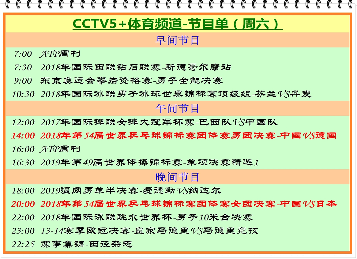周六央视直播：打响全国体育竞赛复赛第一枪
