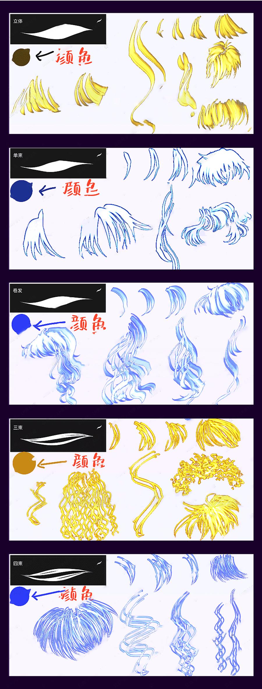 ipad画卡通头发上色教程,平板绘画人物睫毛用什么笔刷