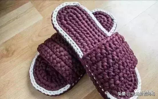 毛线地板拖鞋编织教程全过程,钩拖鞋的各种钩织教程