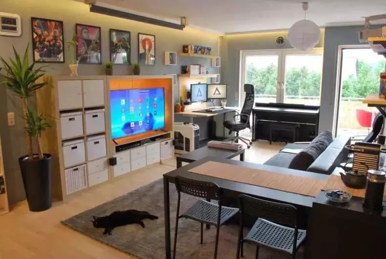 客厅餐厅二合一装修图,复古式客厅餐厅连在一起怎么设计