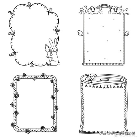 中秋节手抄报边框兔子,兔子手抄报边框