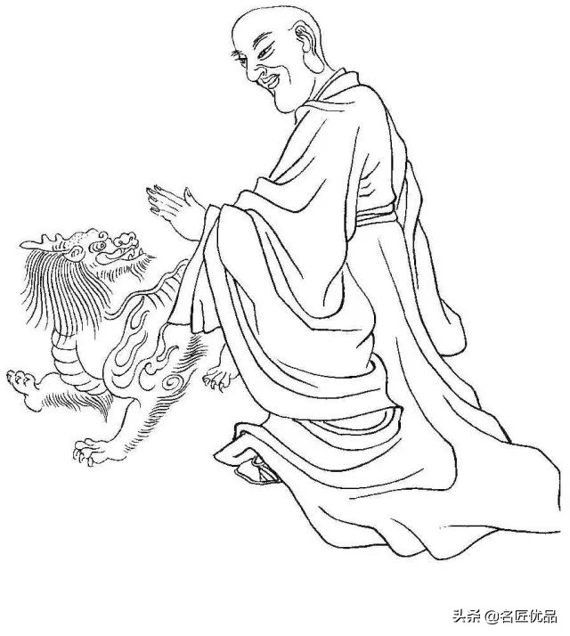 降龙罗汉白描图高清图片,降龙伏虎罗汉图白描