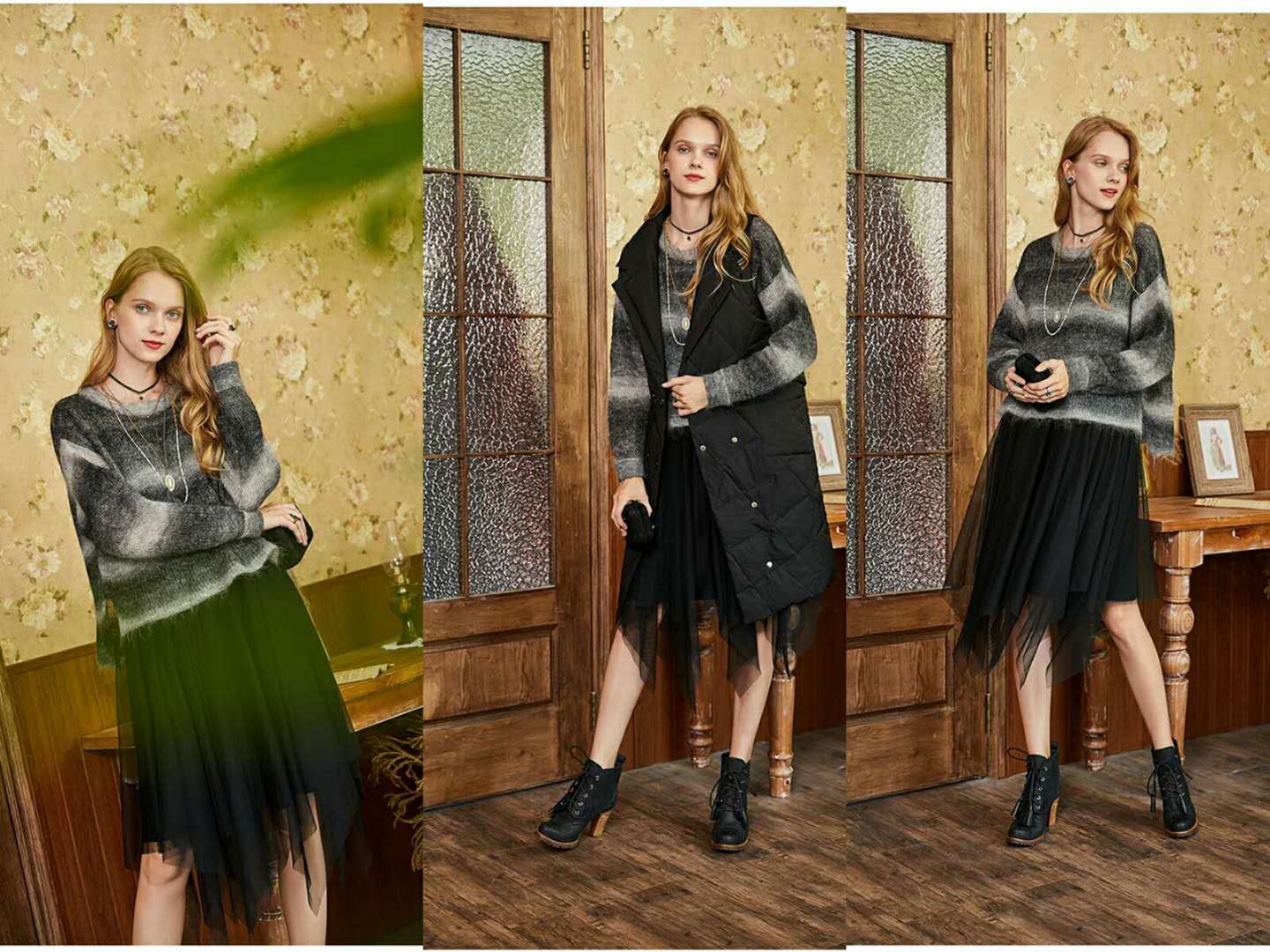 连衣裙秋冬高级感搭配皮衣,搭配皮衣的秋冬时尚半身裙