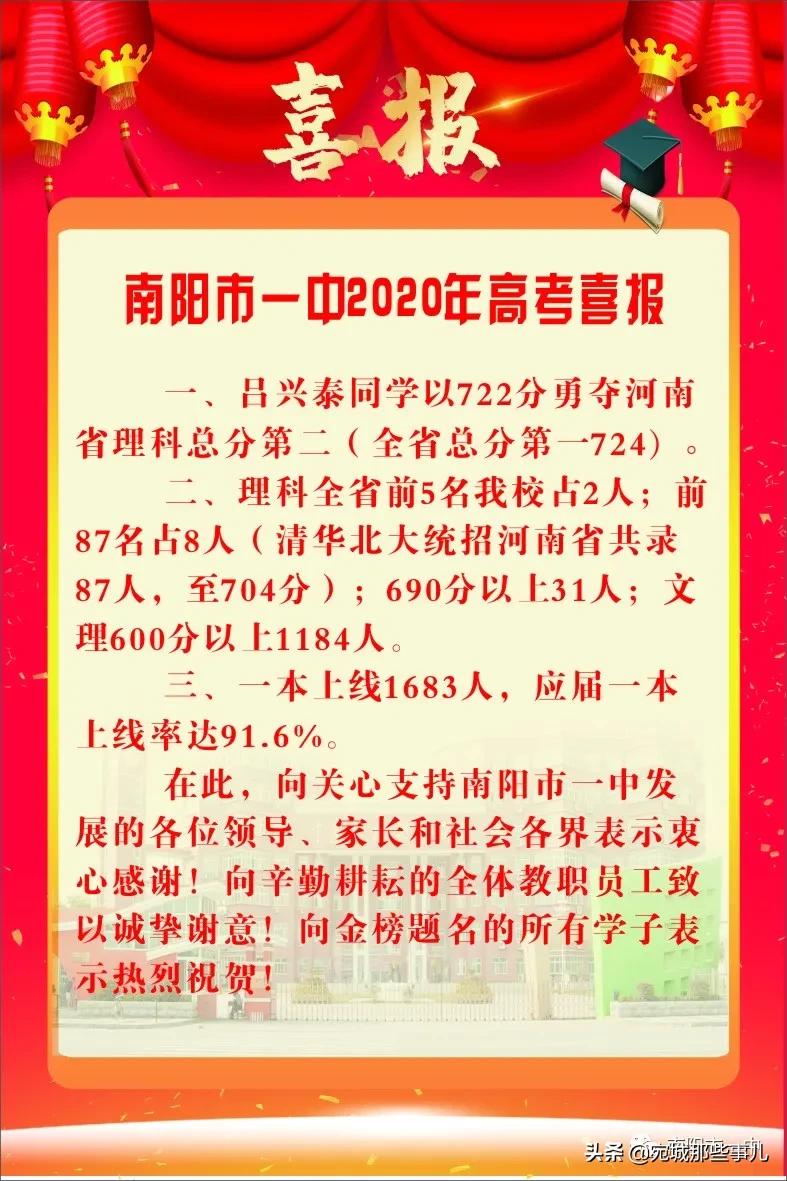 南阳高考排名前十名,南阳高中高考成绩排名一览表