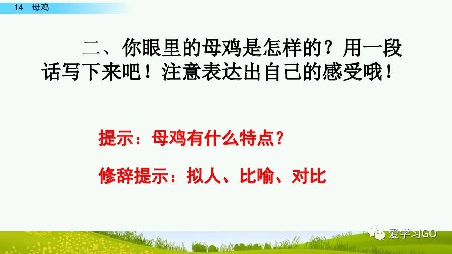 部编版四年级下册15课白鹅解析,部编版四下语文第13课母鸡预习