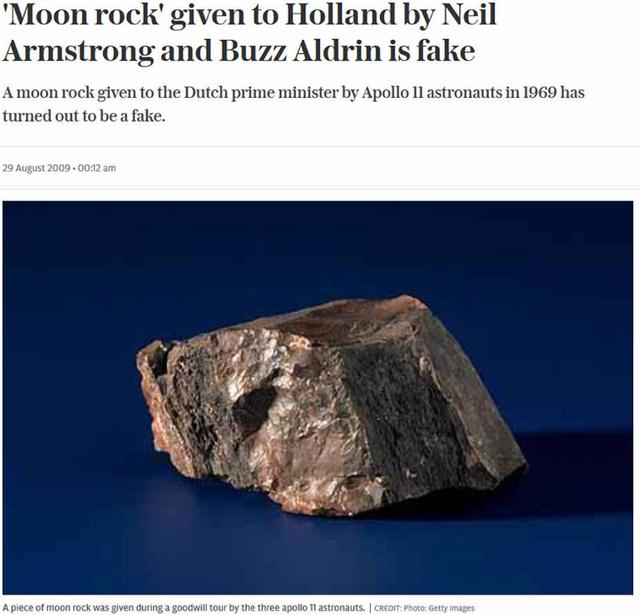 美国送的月岩和中国一样吗,美国送的月岩样品