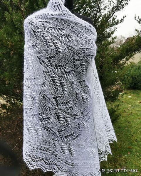 彩色蕾丝钩织披肩拼接花,晓夏手工钩编扇形花披肩