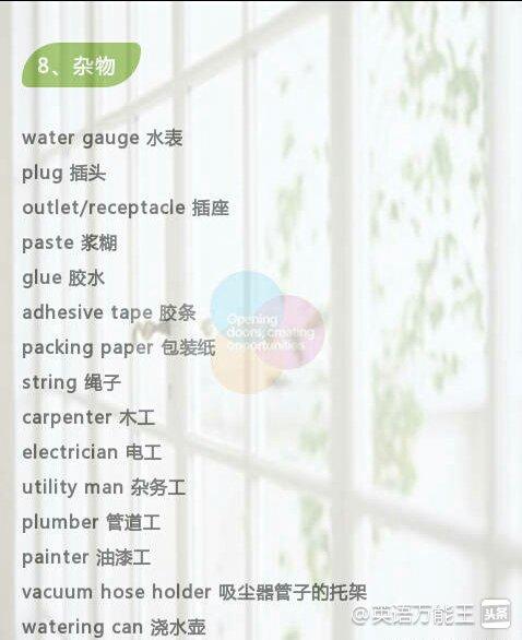 家居英语词汇大全有音标,英语家具单词速记