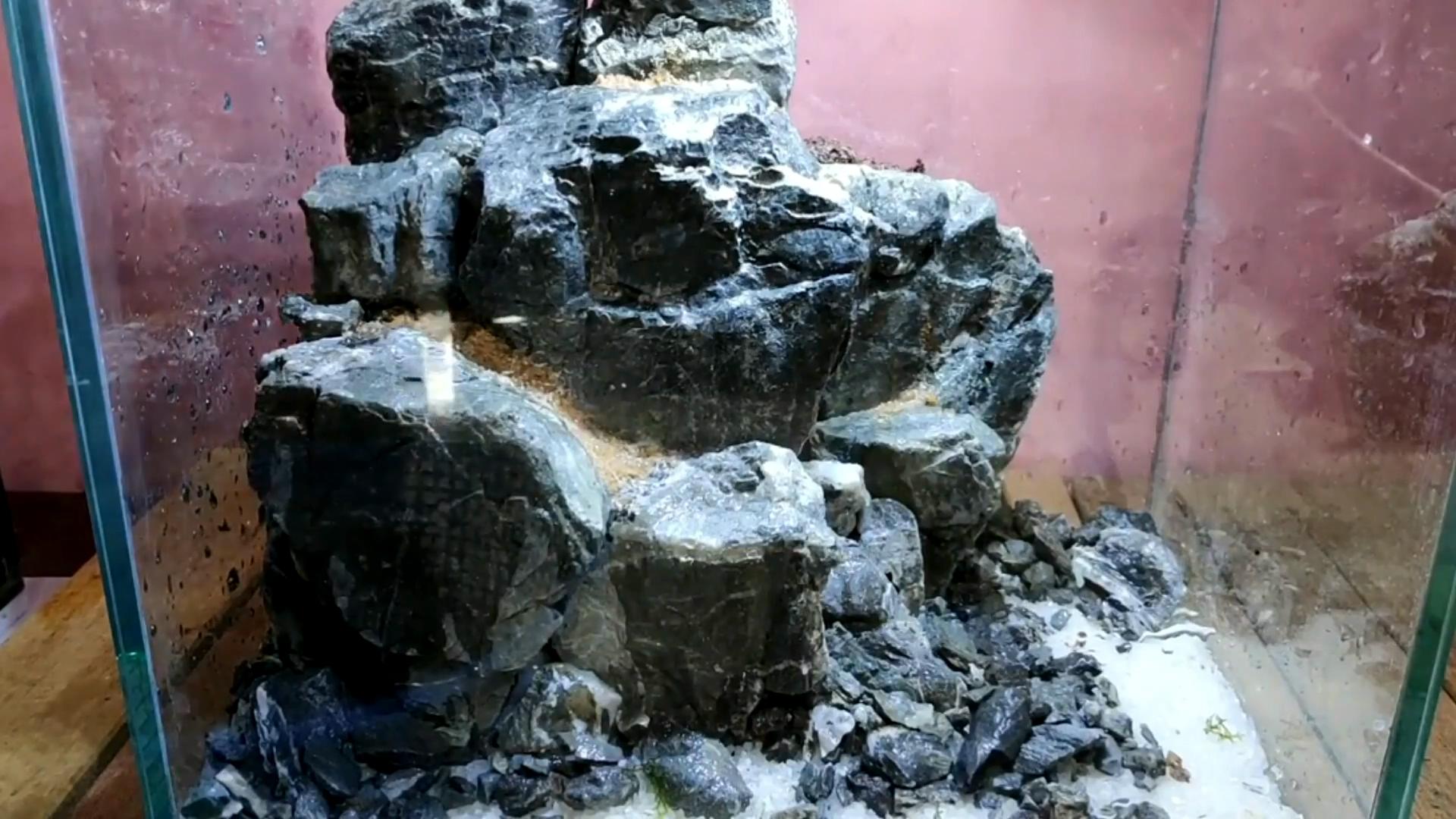 水陆缸石头拼接造景教程,真石头假山拼接造景