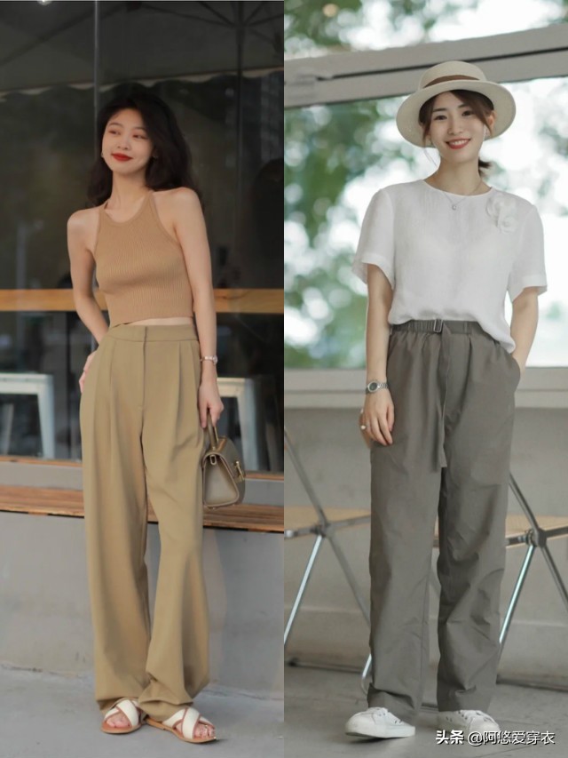 小个子怎么穿牛仔直筒阔腿裤,个子矮腿粗胯大穿白色阔腿裤