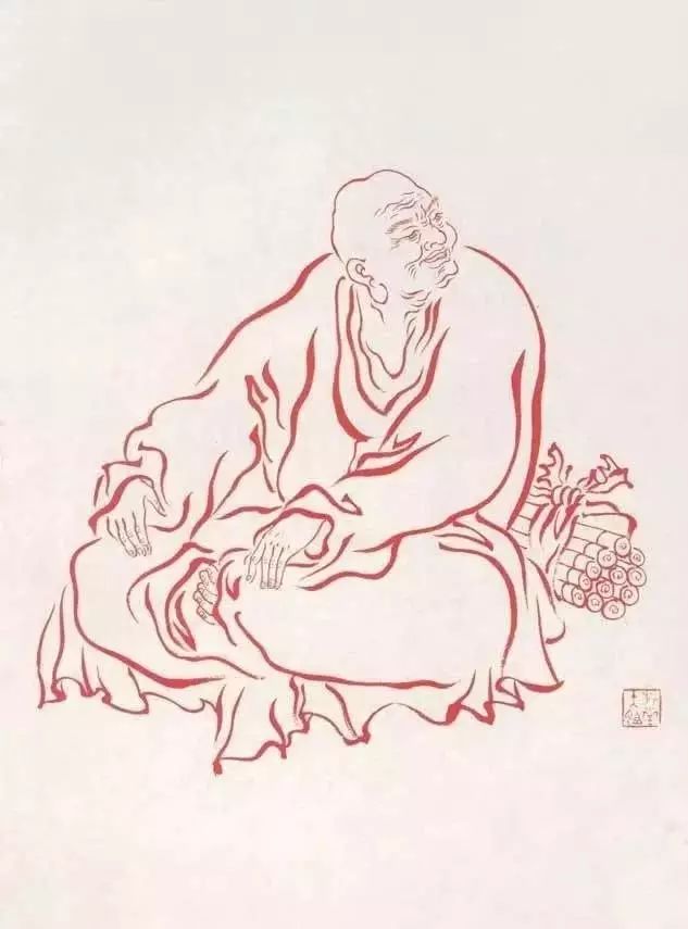 弘一法师的蓝底描金十八罗汉作品,弘一大师100万罗汉图写意