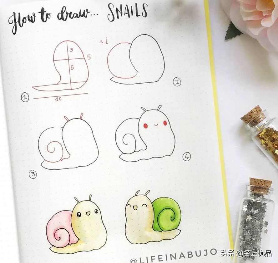 手帐简笔画可爱图案简单动物,手帐边框图案简笔画动物